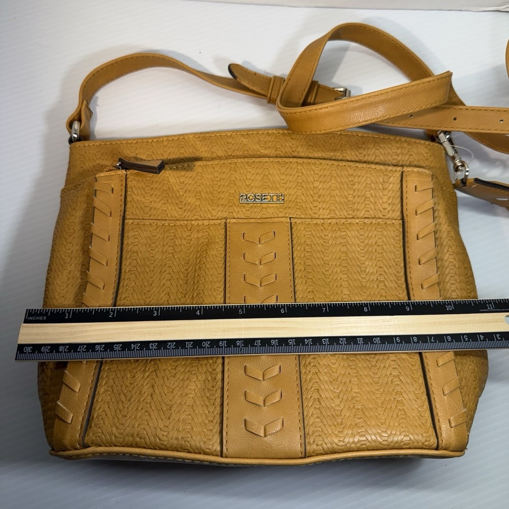 Rosetti Tan Shoulder Bag Faux Leather Zip Compartments Everyday Hobo Purse - Picture 12 of 14